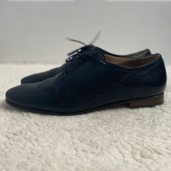 Hermès Men’s Black Leather Loafers EU 41.5 US 8.5 Lace-Up Dress Business Shoes - Picture 4 of 14